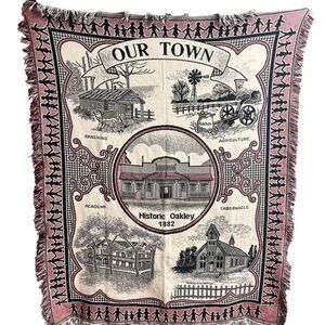 Historic Oakley 1882 Our Town Tapestry Throw Blanket Americana‎ Pioneer Idaho
